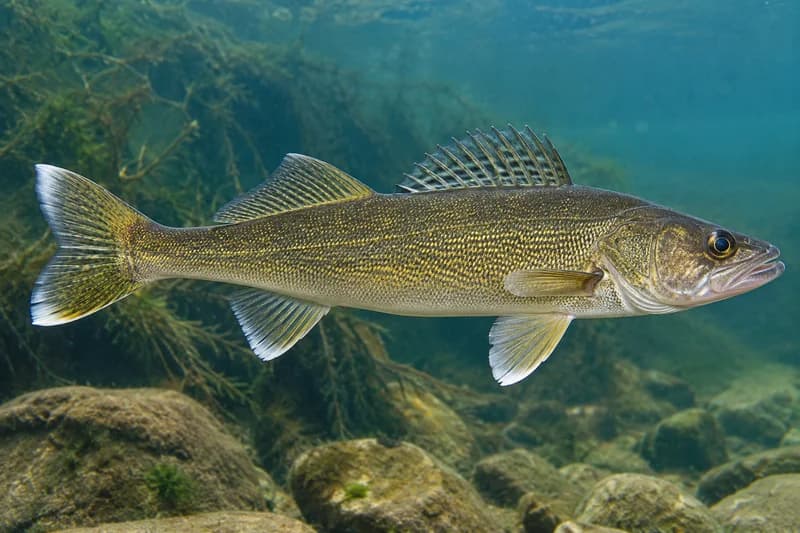 Walleye (Sander vitreus) in its freshwater habitat